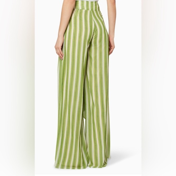 PatBO Green Striped Wide Leg Tie Waist Pants Resort Wear Palazzo Trousers Sz. 0 - Picture 7 of 15